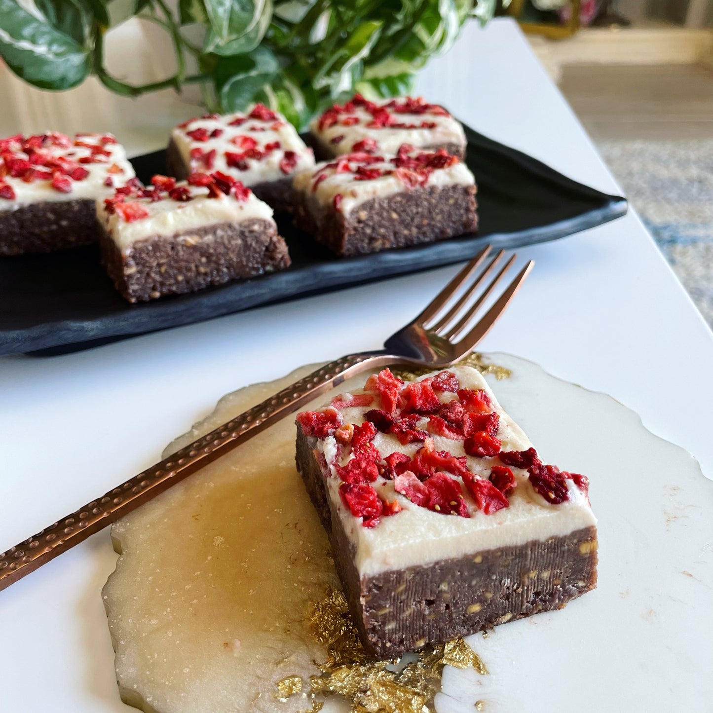 Keto Strawberry, Peanut Butter & Caramel Brownies