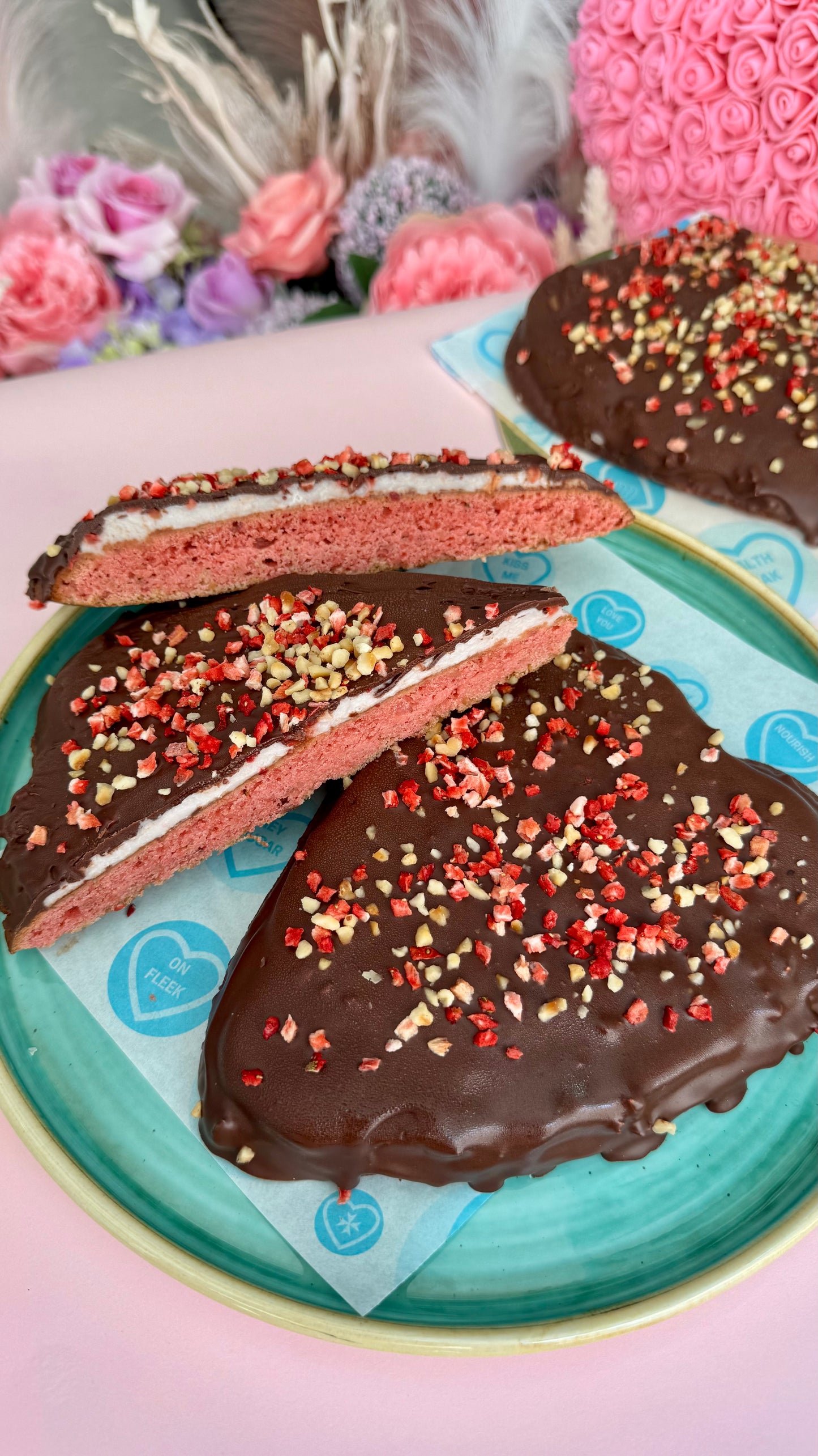 Diabetic Strawberries & Cream Almond Dacquoise with Hazelnuts & Belgian Chocolate