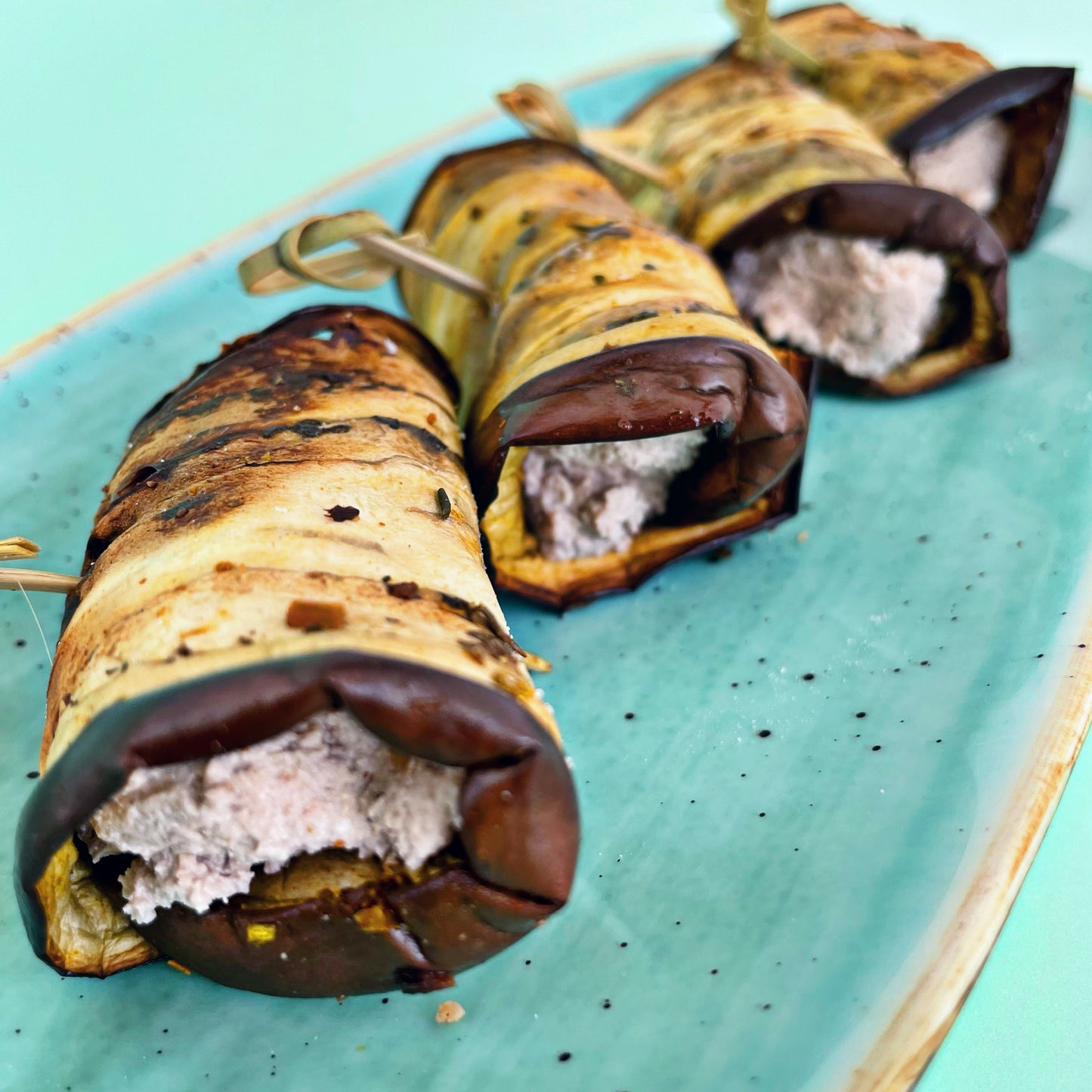 Eggplant Rolls with Walnut Ricotta