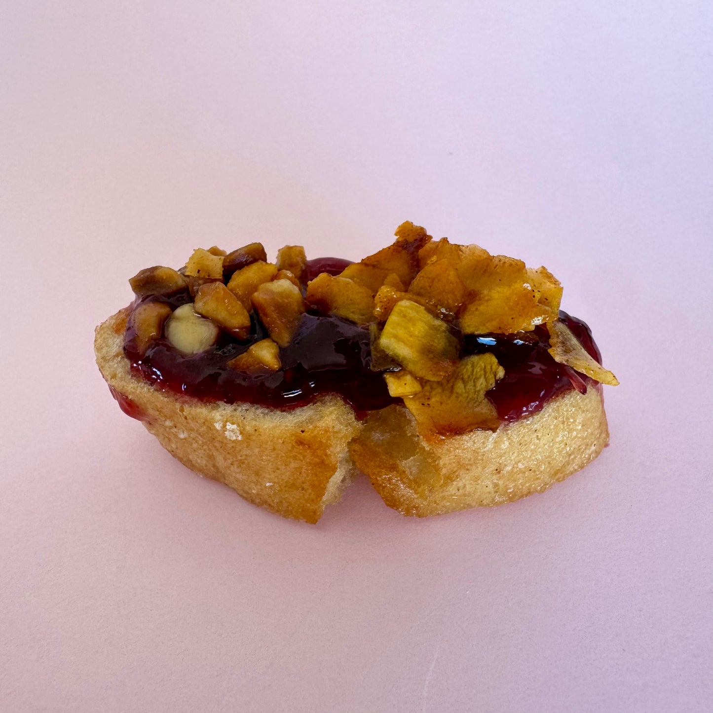 Peanut Jelly Crostini with Vegan Bacon