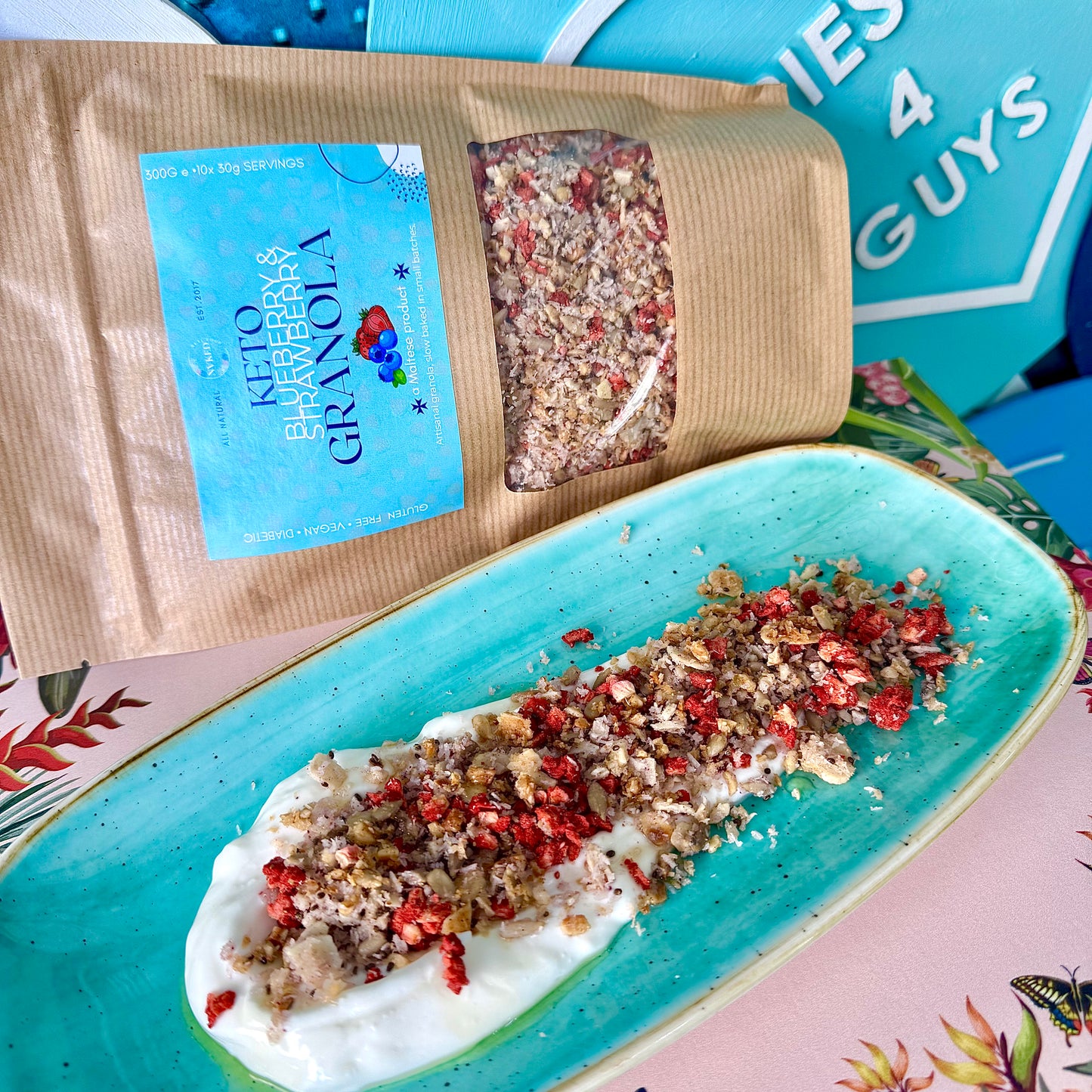 Keto Strawberry & Blueberry Granola