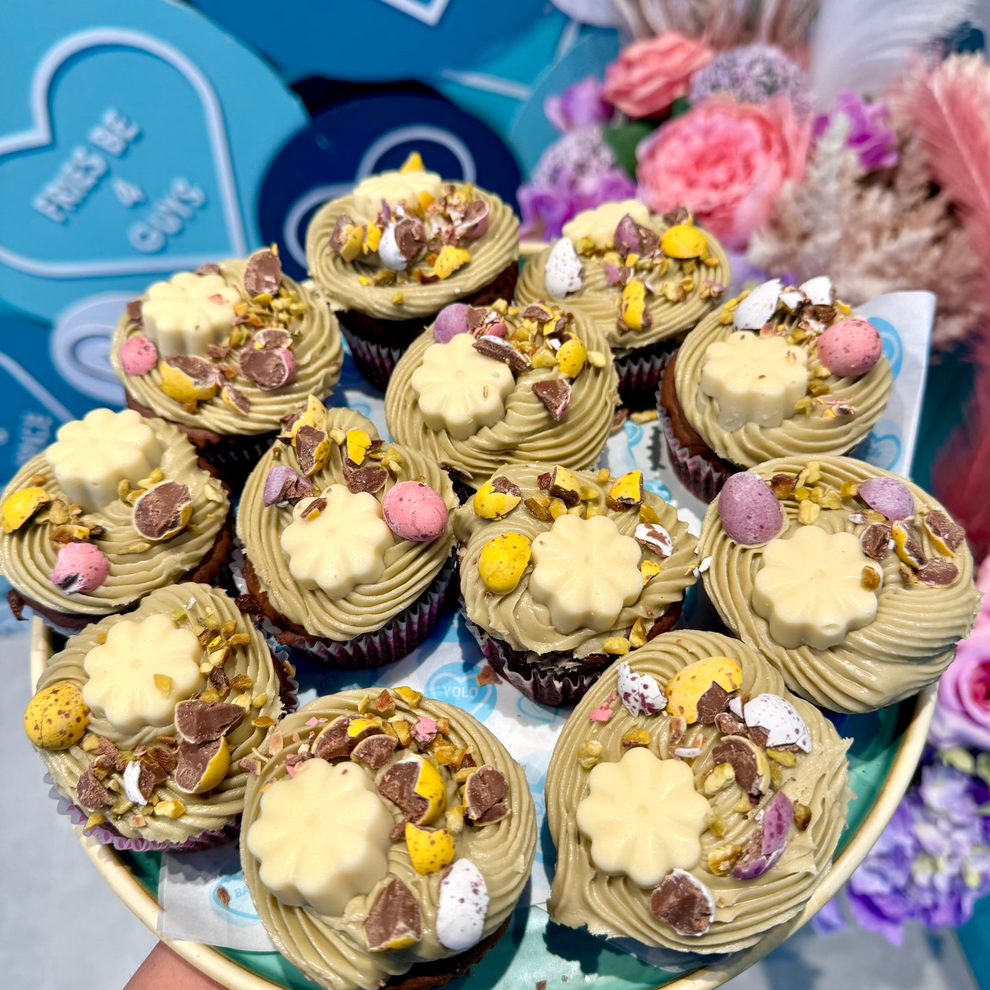 Belgian Chocolate & Pistachio Easter Cupcakes