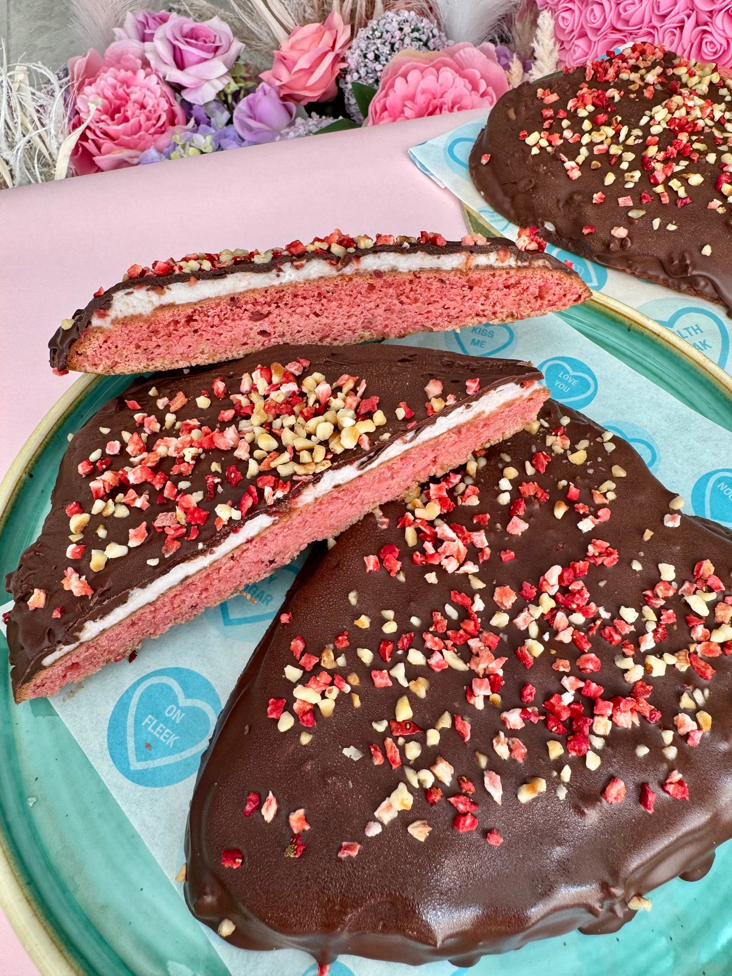 Diabetic Strawberries & Cream Almond Dacquoise with Hazelnuts & Belgian Chocolate