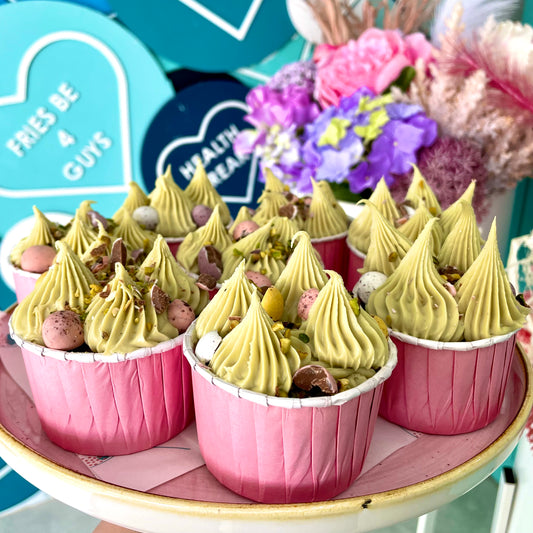 Belgian Chocolate & Pistachio Easter Cupcakes