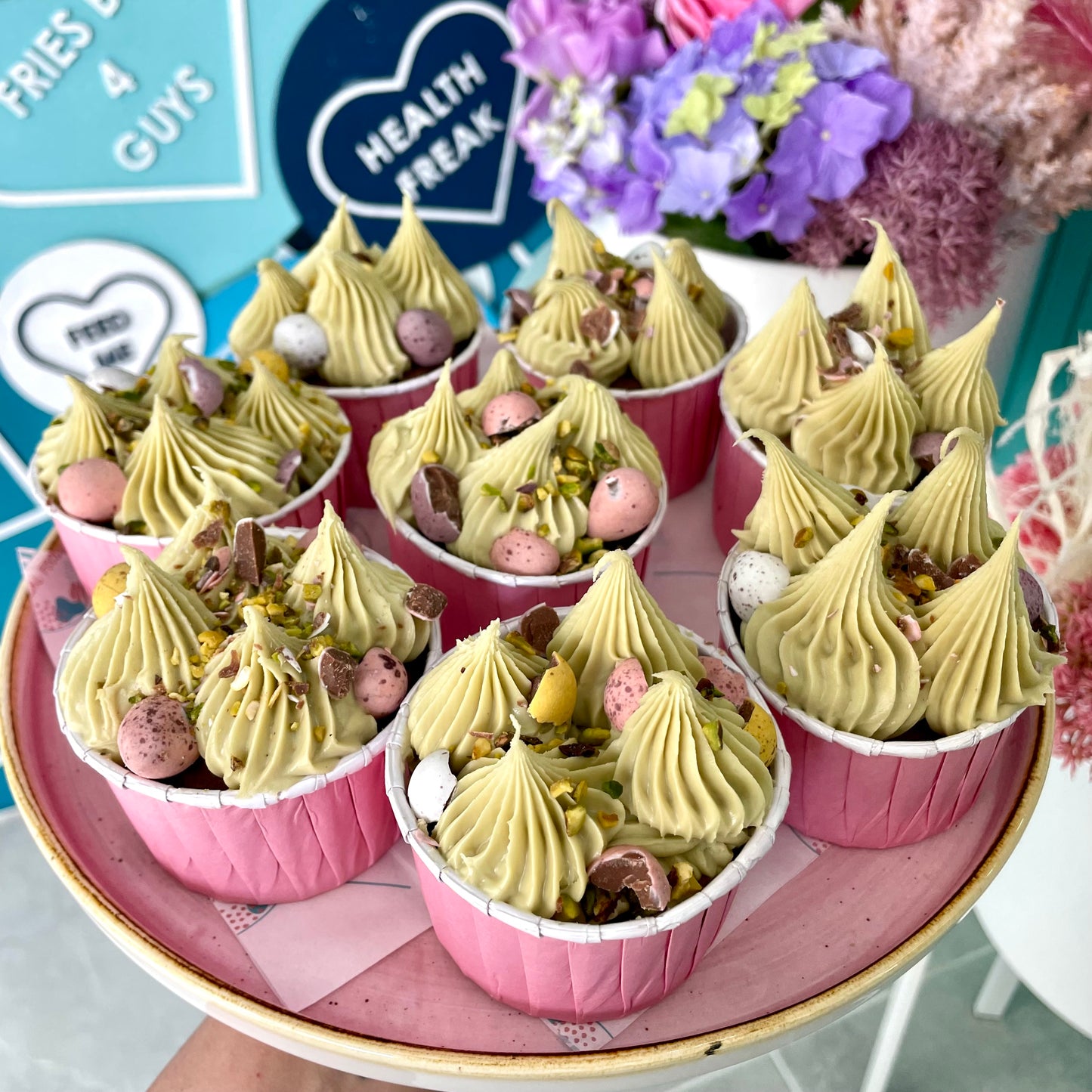 Belgian Chocolate & Pistachio Easter Cupcakes