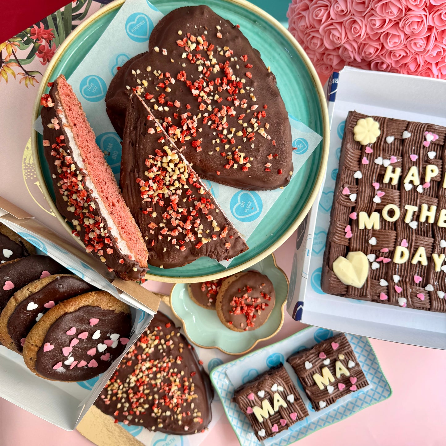 Diabetic Strawberries & Cream Almond Dacquoise with Hazelnuts & Belgian Chocolate