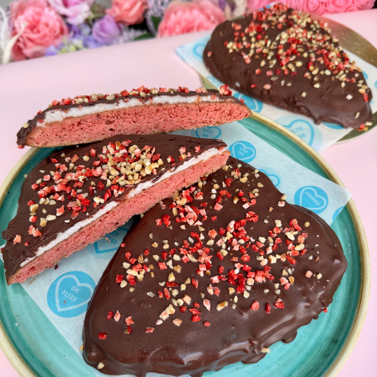 Diabetic Strawberries & Cream Almond Dacquoise with Hazelnuts & Belgian Chocolate