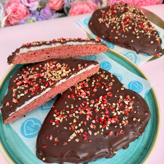Diabetic Strawberries & Cream Almond Dacquoise with Hazelnuts & Belgian Chocolate